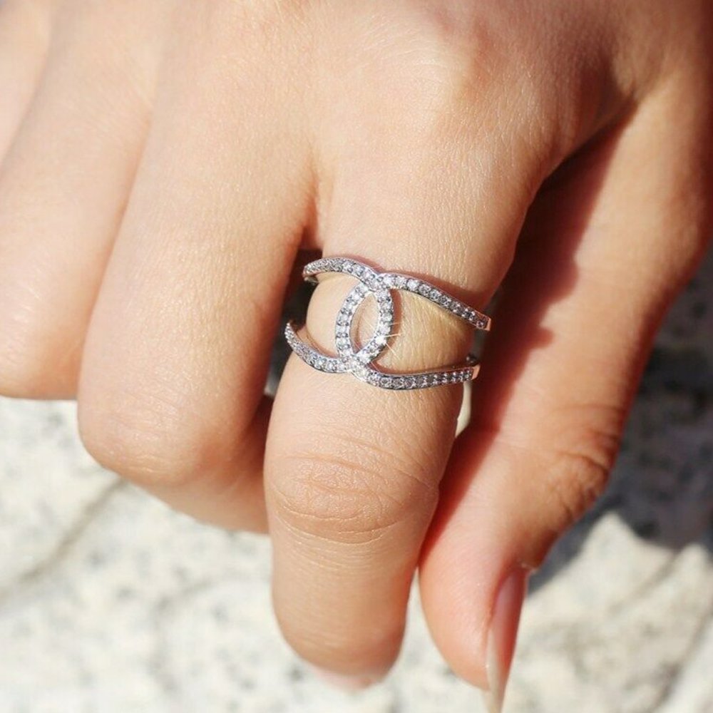 Infinity 925 Silver Ring White Sapphire New